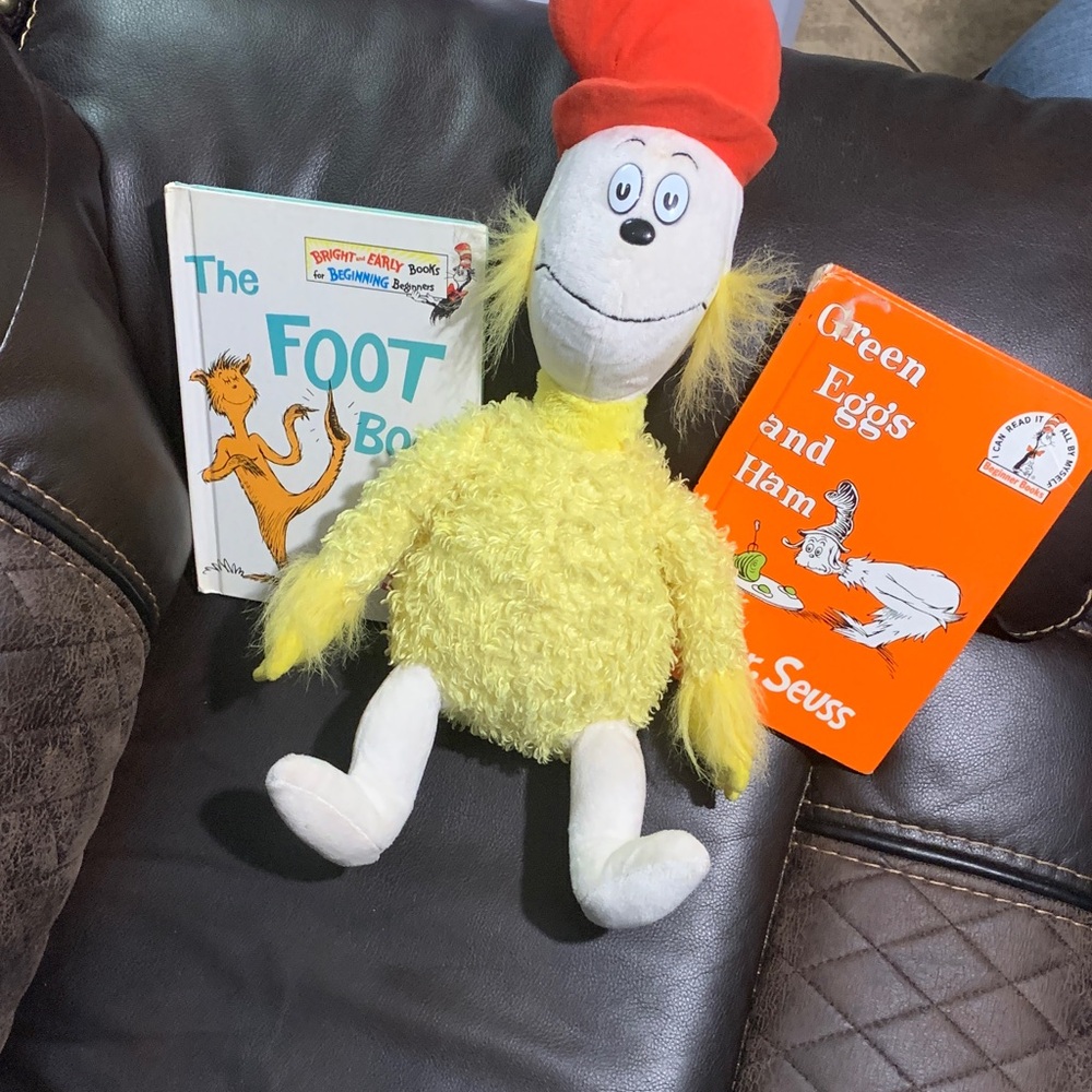 Dr. Seuss Yellow and Red Plush with Books